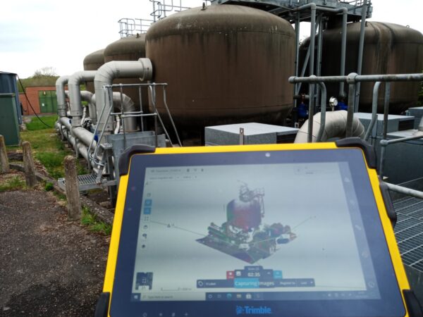 close up view of data on tablet at a plant site