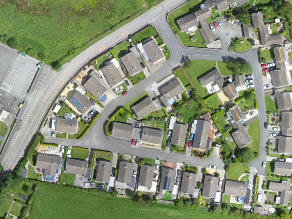 aerial image of residential area taken from drone survey campaign