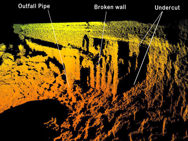 BluView Bank deformation and outfall annotate